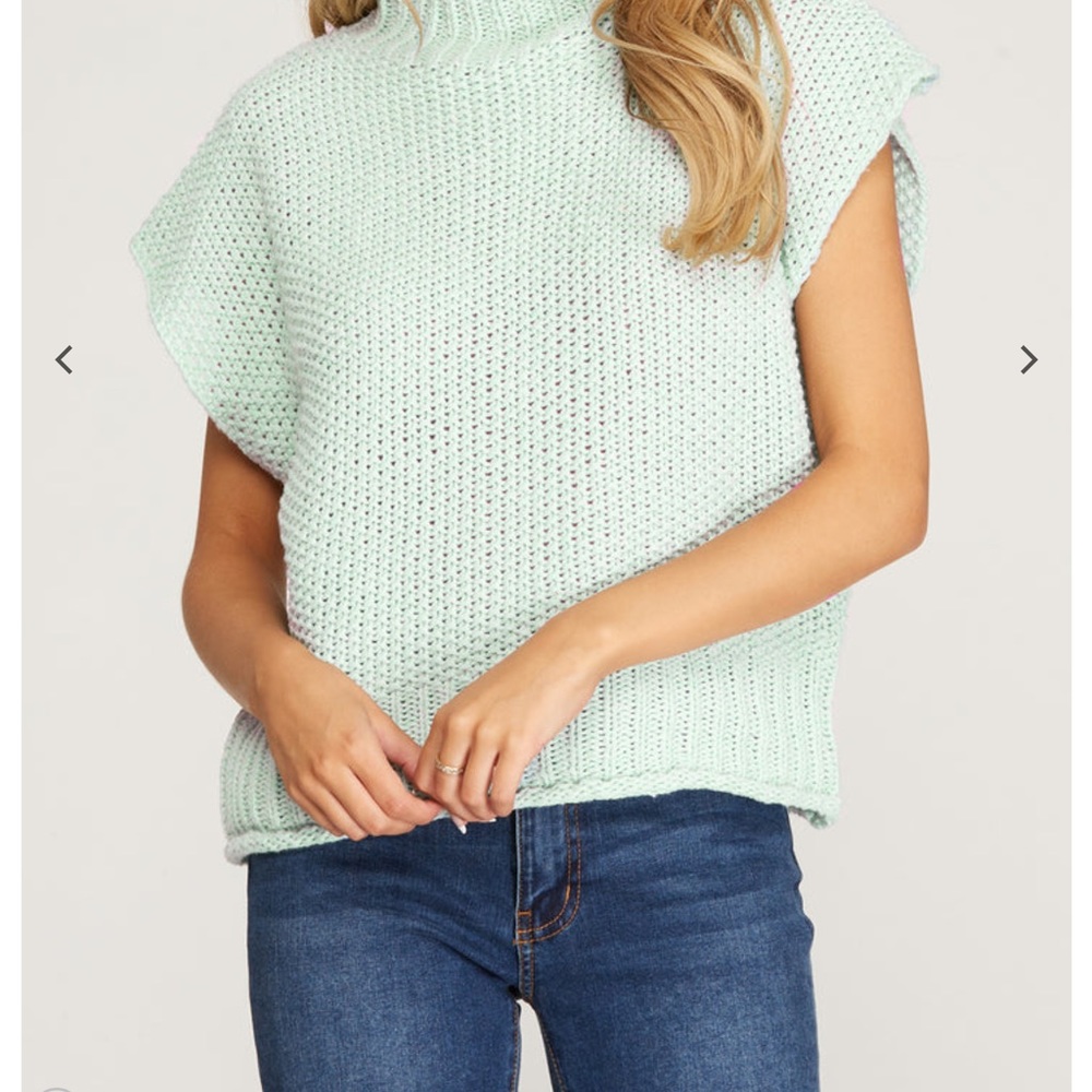 She & Sky mint green sleeveless sweater